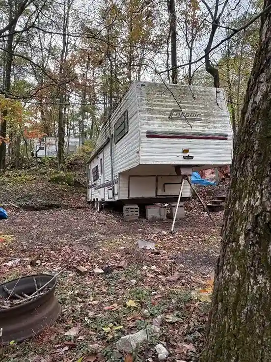 Travel trailer on a residential property