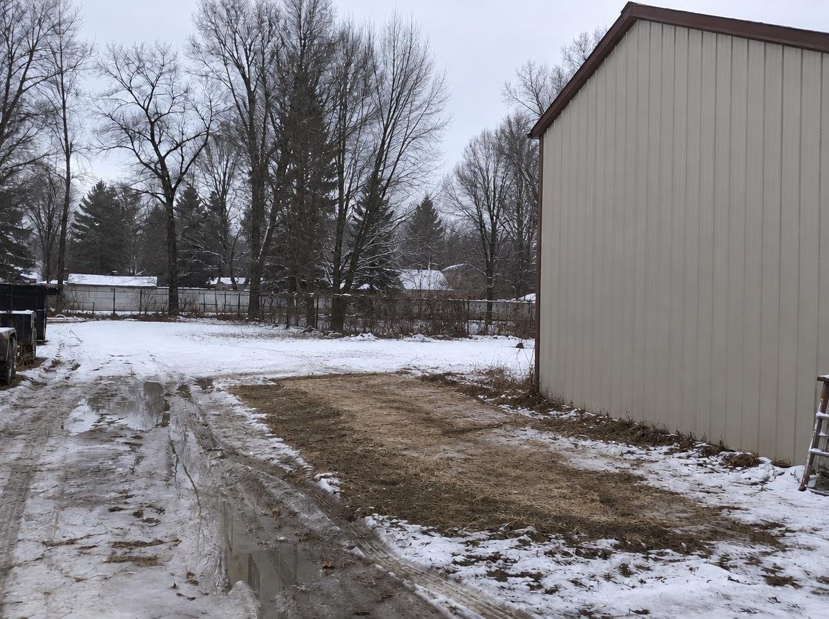 Where the camper stood in Grand Haven, MI, cleared and cleaned up after RV removal
